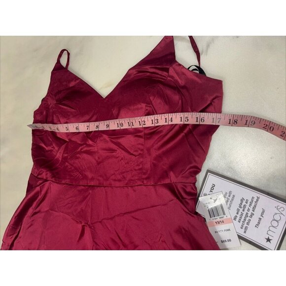 NWT B Darlin Burgundy V Neck Padded Spaghetti Strap Mini Dress Size 13/14 - Picture 7 of 8